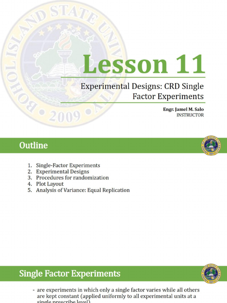 11. Experimental Designs Completely Randomized Design 1 | PDF