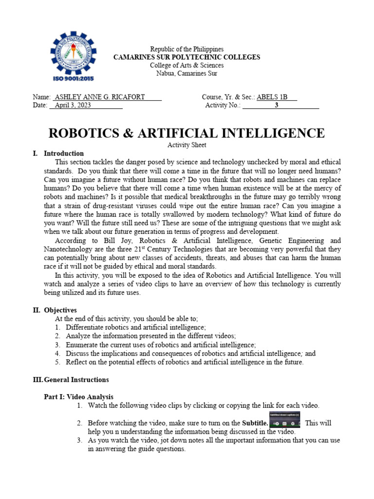 Ethics of Robotics and AI in Society | PDF | Artificial Intelligence ...