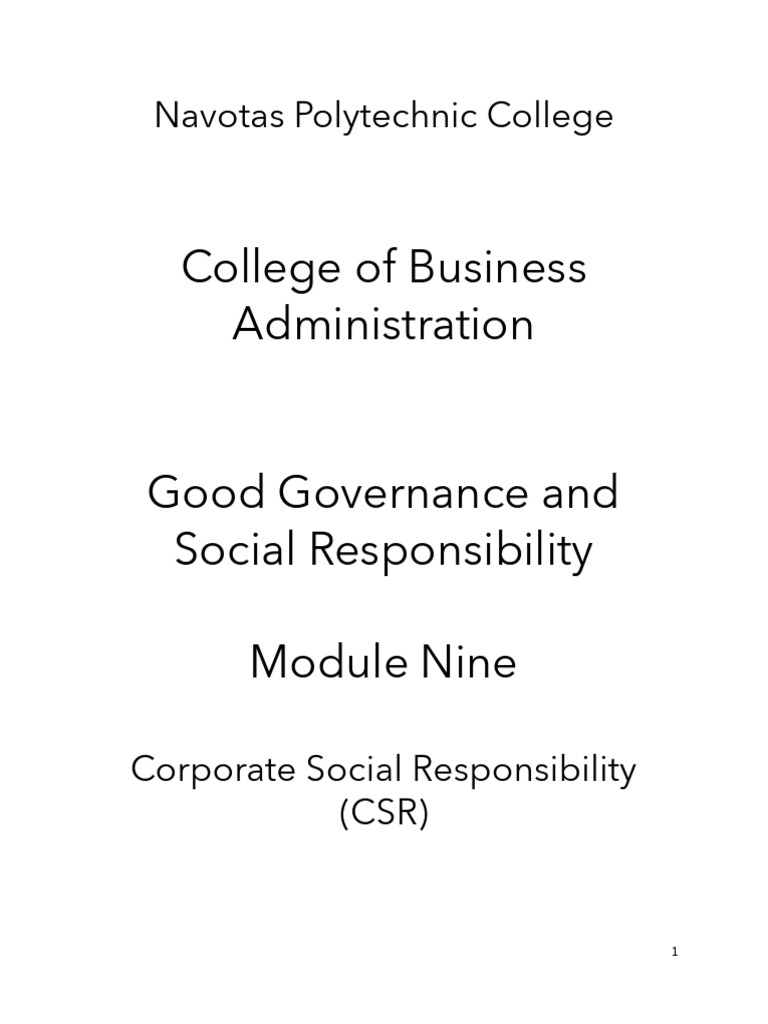 Corporate Social Responsibility Overview | PDF | Corporate Social ...