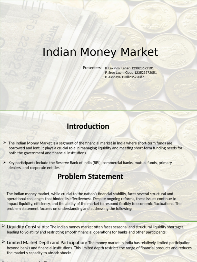 Indian Money Market | PDF | Reserve Bank Of India | Banks