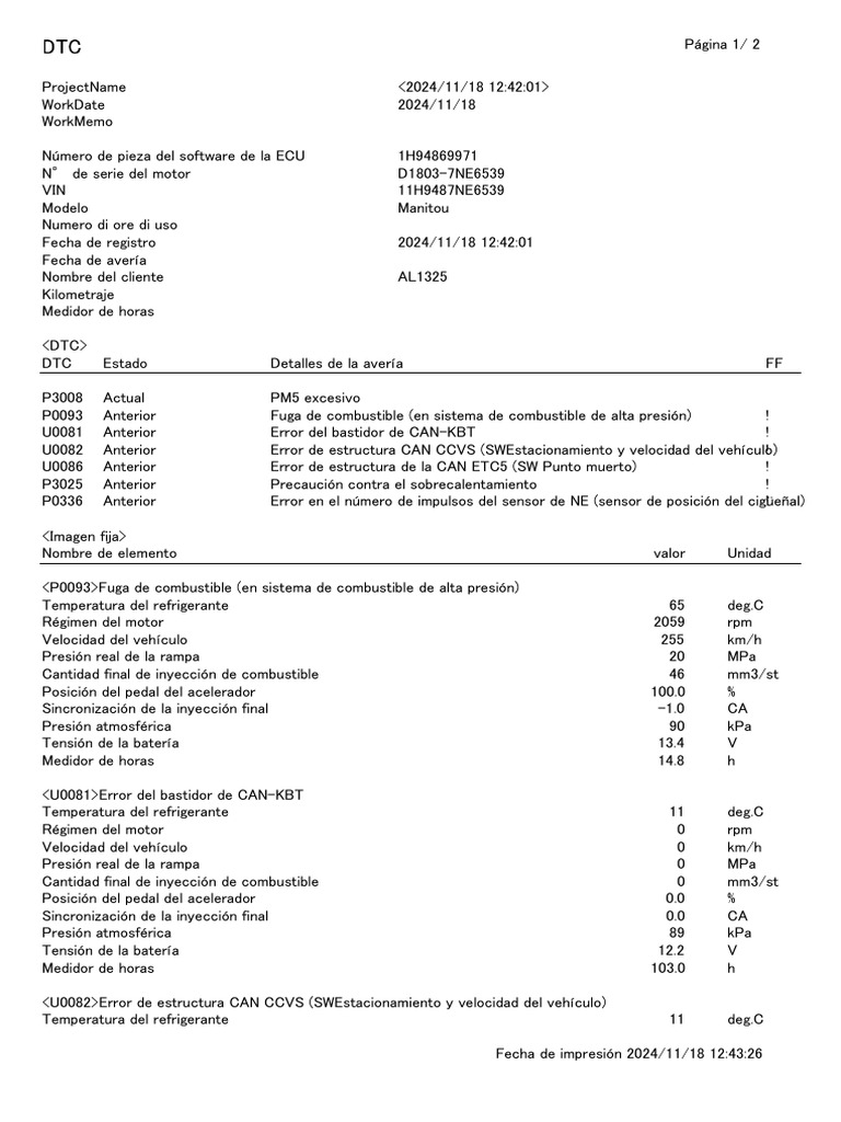 Al1325 DTC | PDF | Acelerador | Pascal (Unidad)