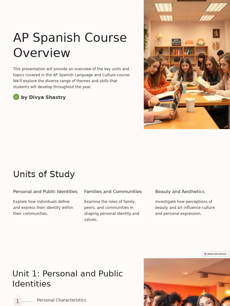 AP Spanish Course Overview | PDF | Identity (Social Science) | The Arts