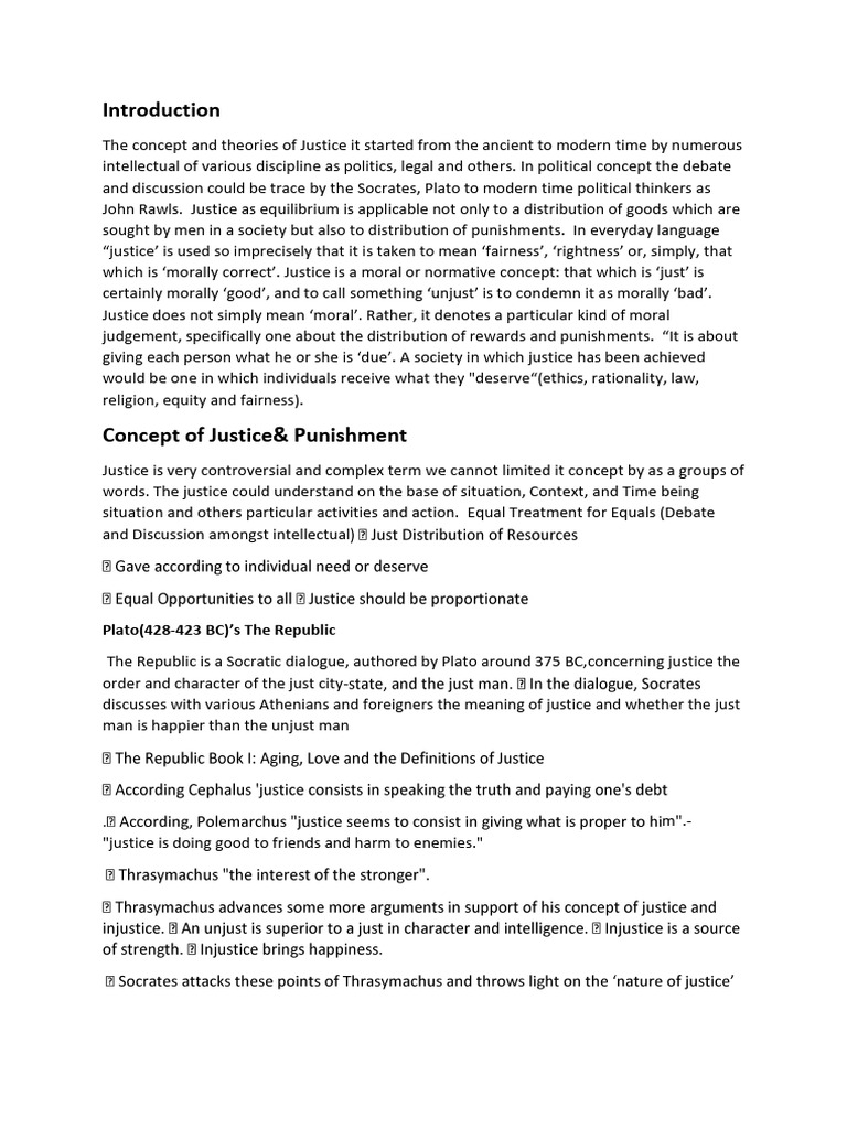 Theories of Justice and Punishment Explained | PDF | Justice | Crime ...