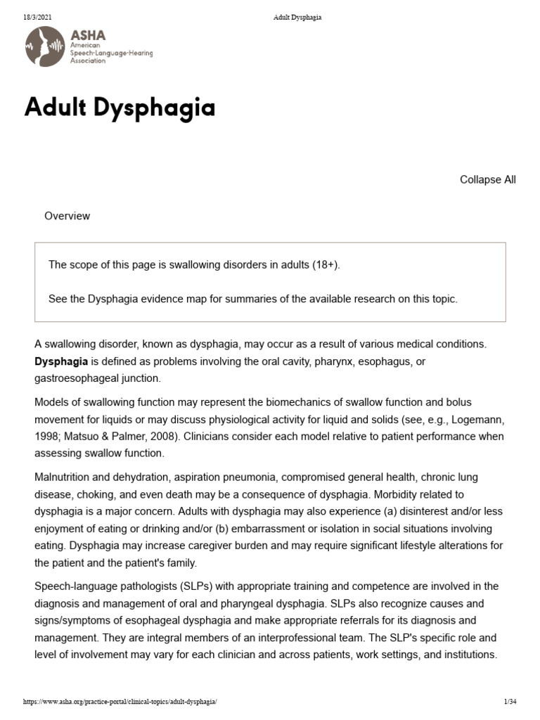 Understanding Adult Dysphagia | PDF | Medicine | Clinical Medicine