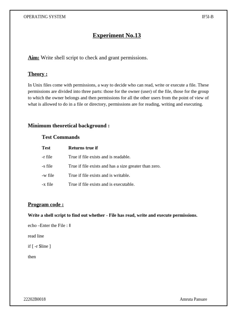 Shell Script for File Permissions Management | PDF | Computer File ...