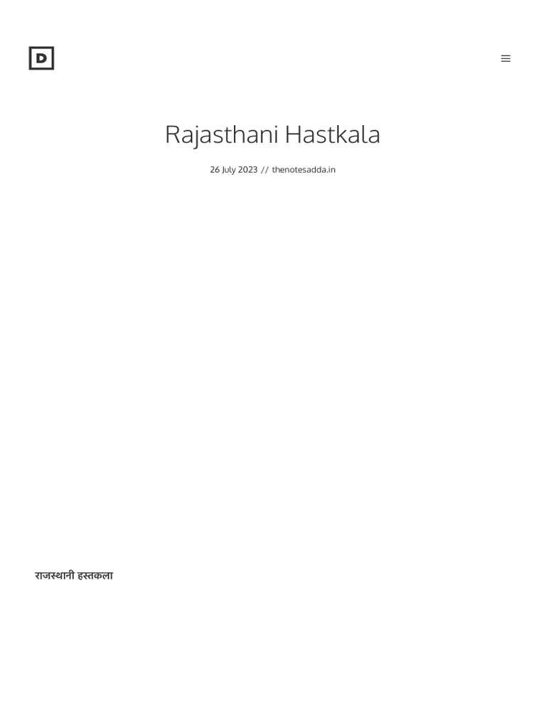 Rajasthani Hastkala - The Notes Adda | PDF