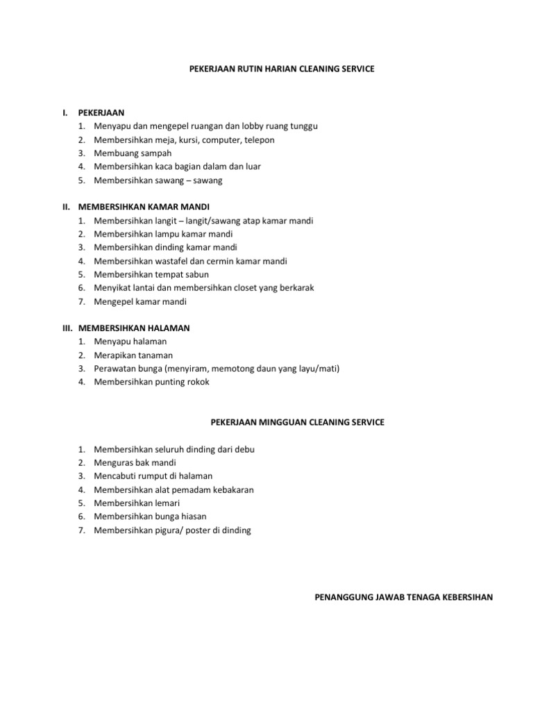 Contoh Format Laporan Kerja Bulanan Cleaning Service