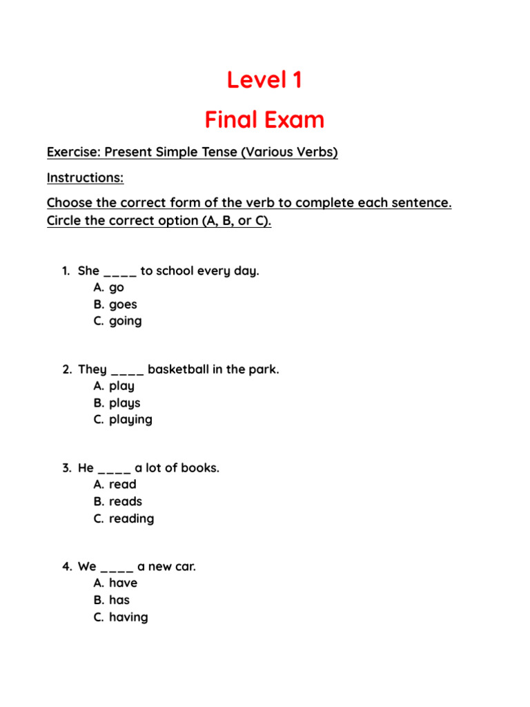 Present Simple Tense Exercises | PDF | Language Families | Language ...