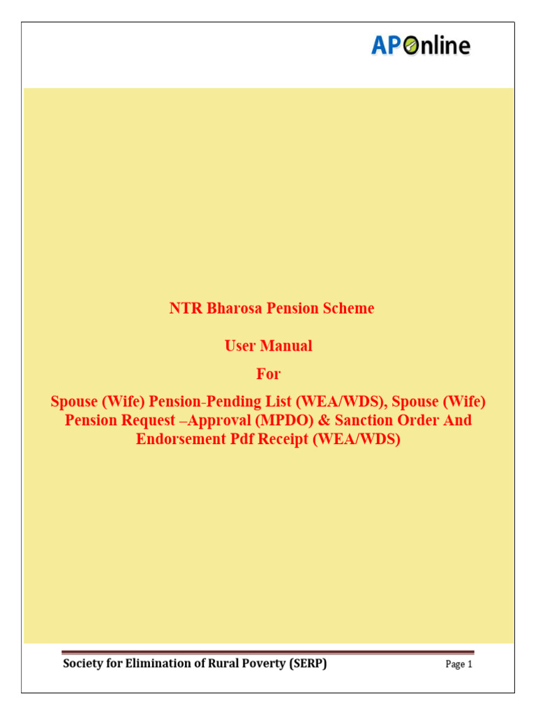 User manual for spouse wife pension pending list request approval