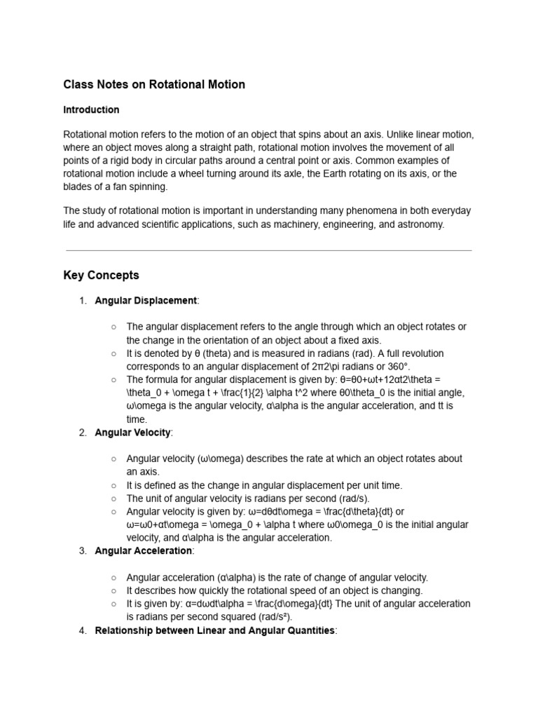 Understanding Rotational Motion Concepts | PDF | Rotation Around A ...