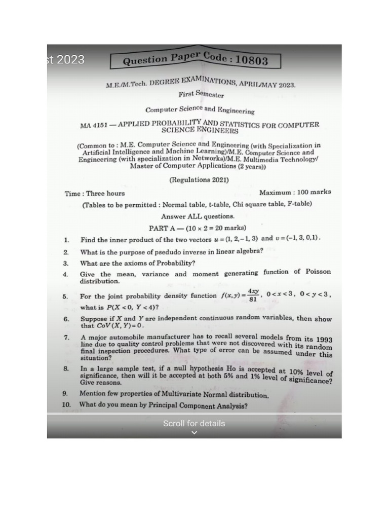Ma4151 QP Apr - May-2023 | PDF