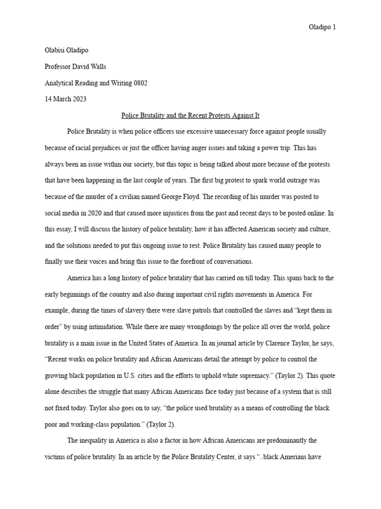 Police Brutality and The Protests Against It | PDF | Violence | Law ...