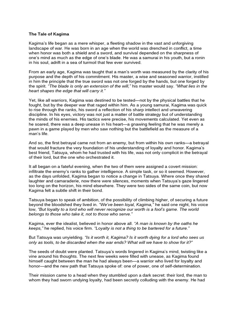 The Betrayal of Samurai Kagima | PDF | Sword