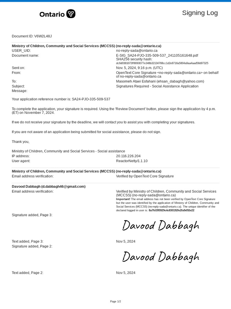 Social Assistance Application Signature Required | PDF | Computing ...