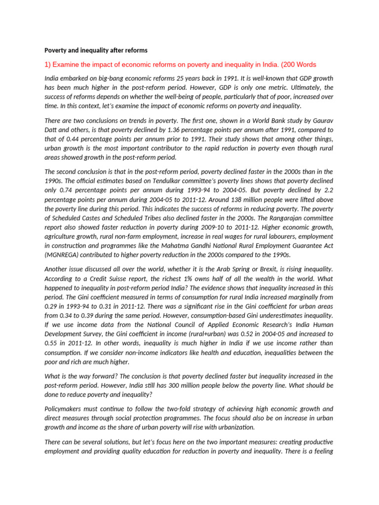Impact of Economic Reforms on Poverty | PDF | Economic Inequality ...
