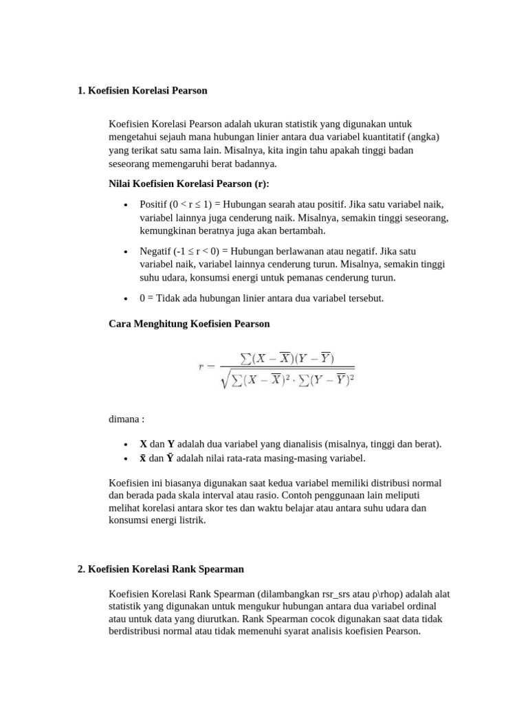Panduan Koefisien Korelasi | PDF