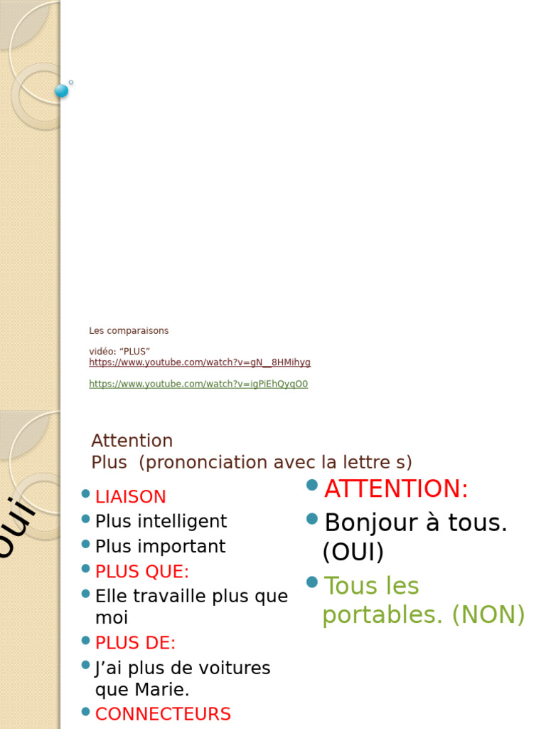 Comparaison et usage de 