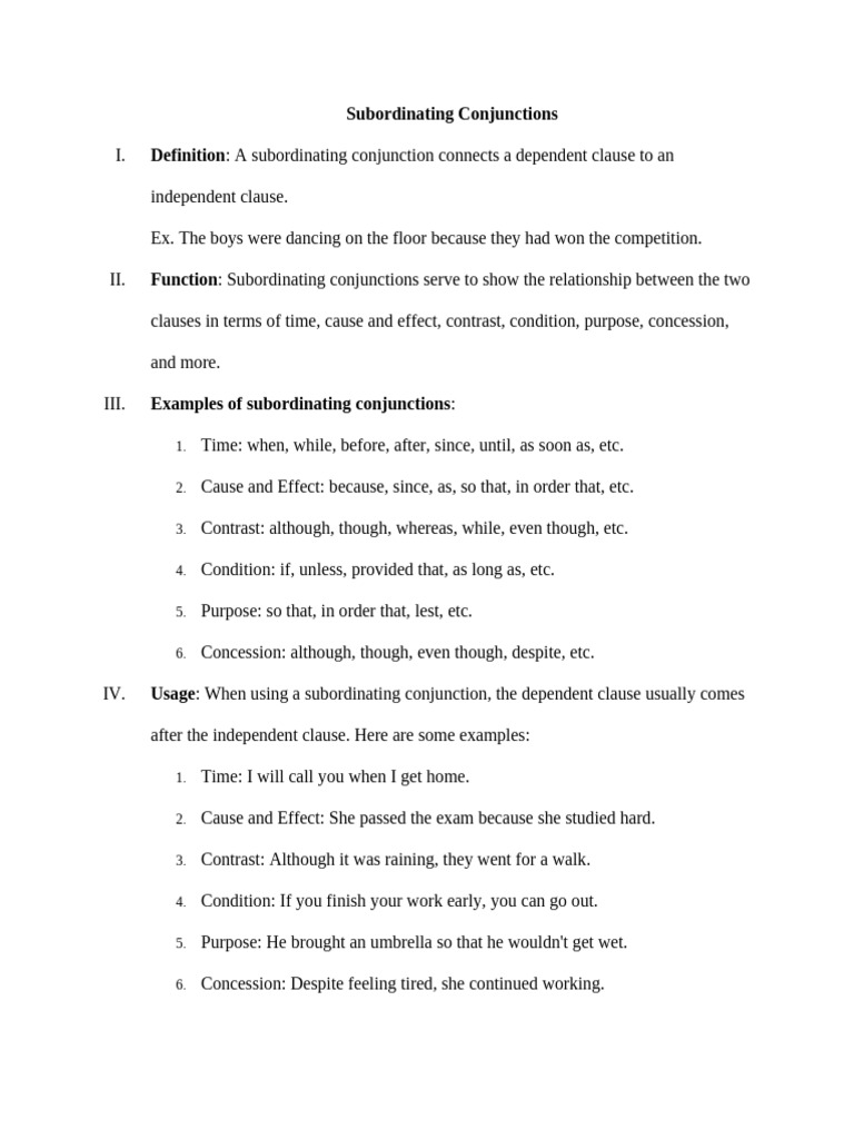 Understanding Subordinating Conjunctions | PDF | Syntax | Linguistics