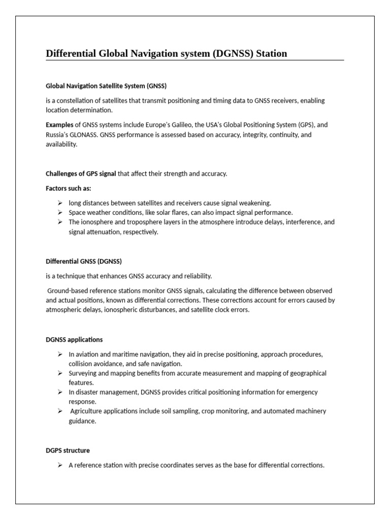 DGNSS: Enhancing GNSS Accuracy | PDF | Global Positioning System | Wireless