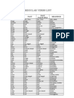 Irregular Verbs List