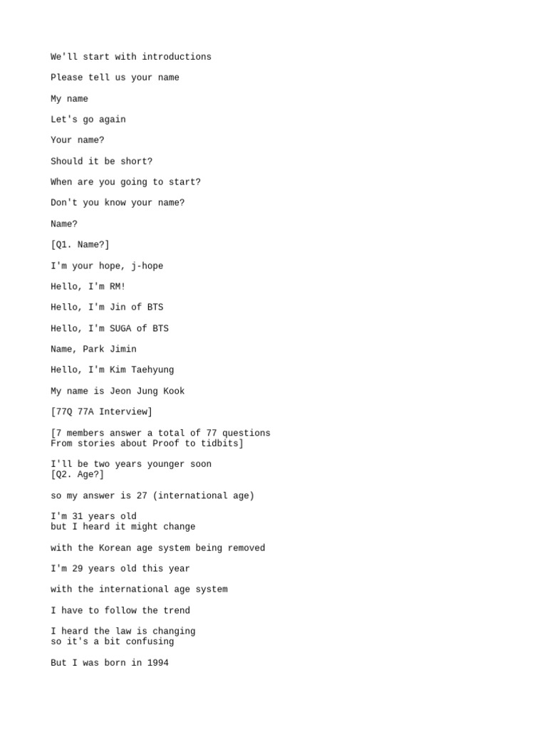 BTS Members Share Insights in Interview | PDF