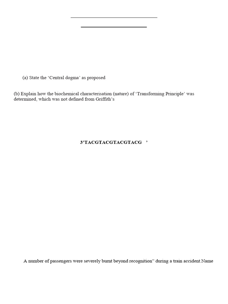 MOLECULAR BASIS OF INHERITANCE PYQ | PDF | Translation (Biology) | Dna