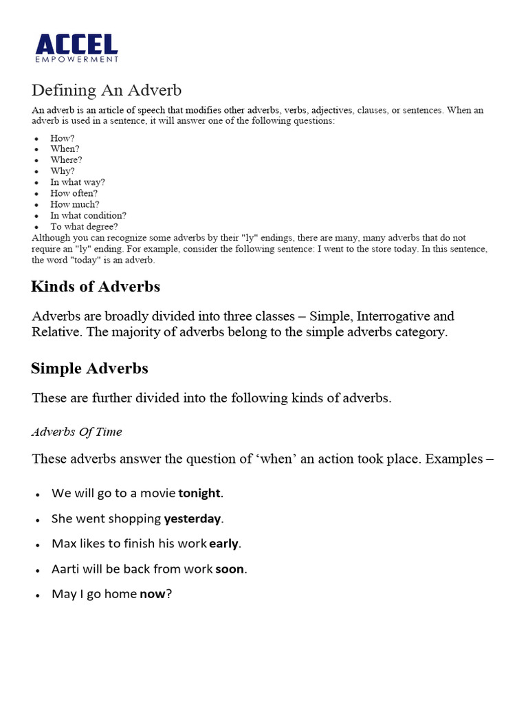 Adverbs 9 | PDF | Adverb | Sentence (Linguistics)