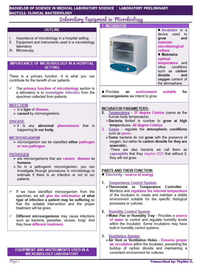 Bact211 Prelim Lab 1 Microscopy | PDF | Microscope | Sterilization ...