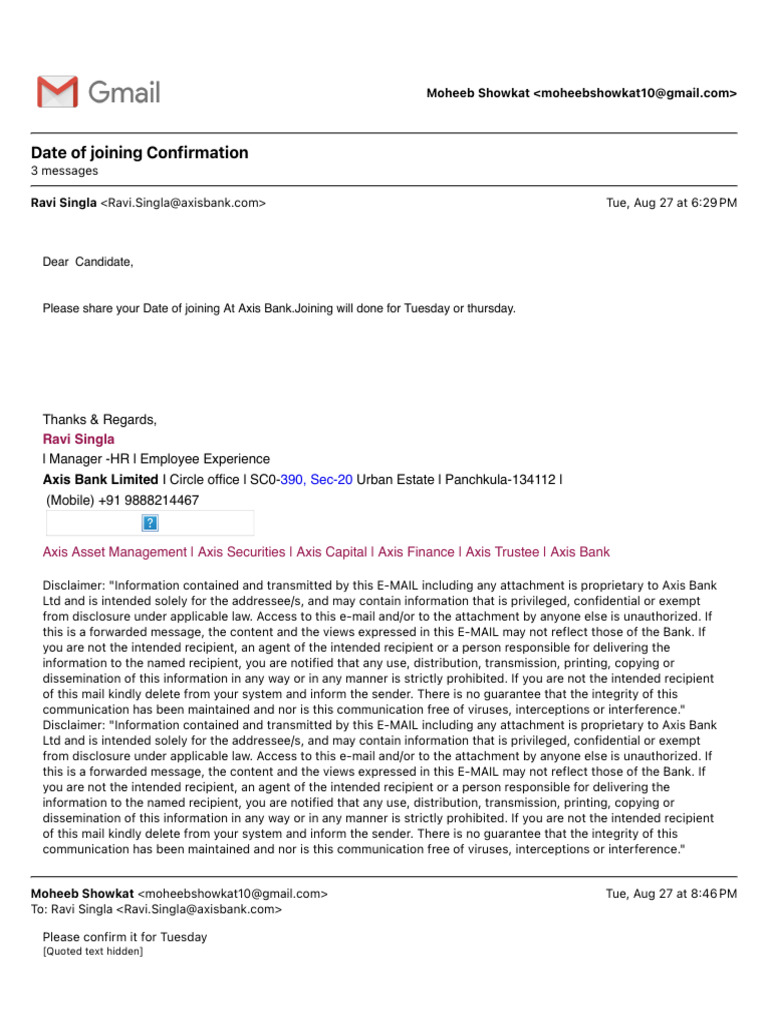 Date of Joining Confirmation | PDF | Information | Communication
