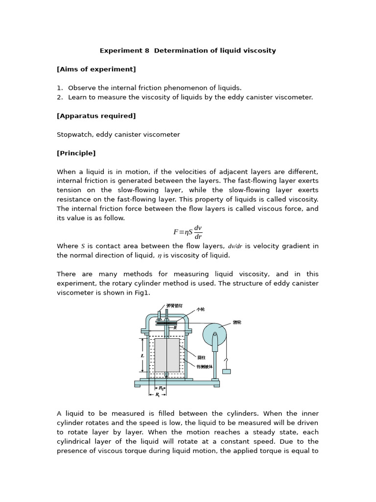 Determination of Liquid Viscosity | PDF | Viscosity | Liquids