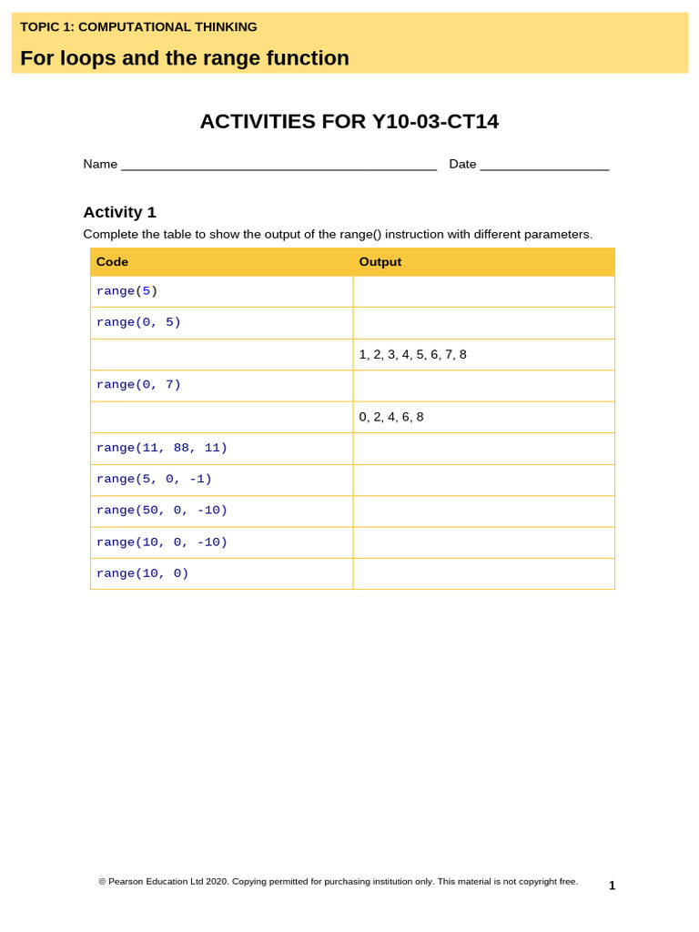 For Loops and Range Function Activities | PDF | Computer Programming ...