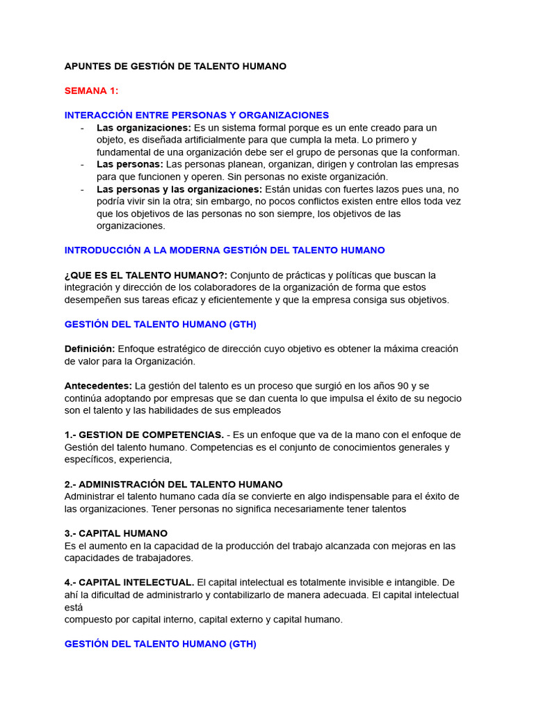 Gestión Estratégica del Talento Humano | PDF | Gestión de recursos ...