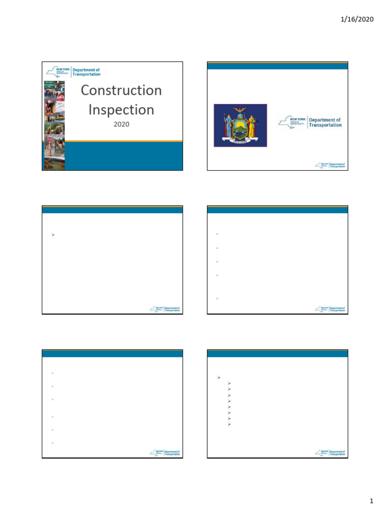 NYSDOT Mission and Inspector Guidelines | PDF | Specification ...