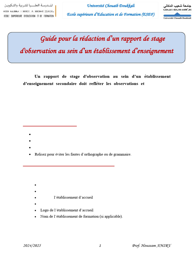 Rapport de stage en enseignement secondaire | PDF | Pédagogie ...