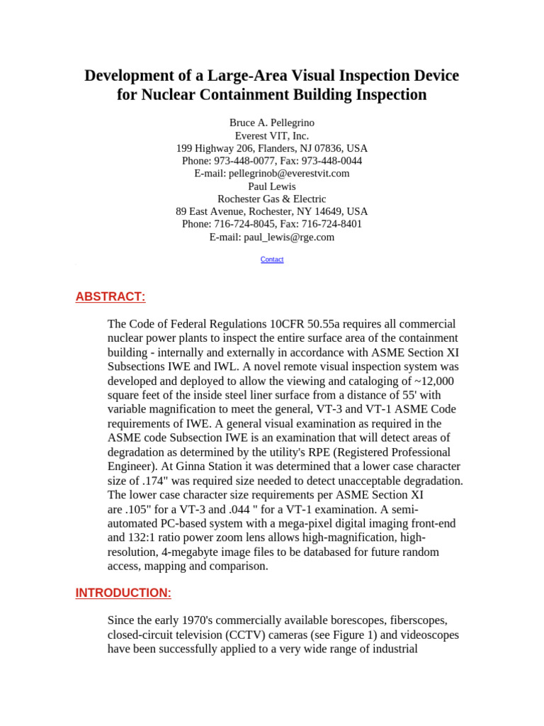 Development of a large area visual inspection device for nuclear