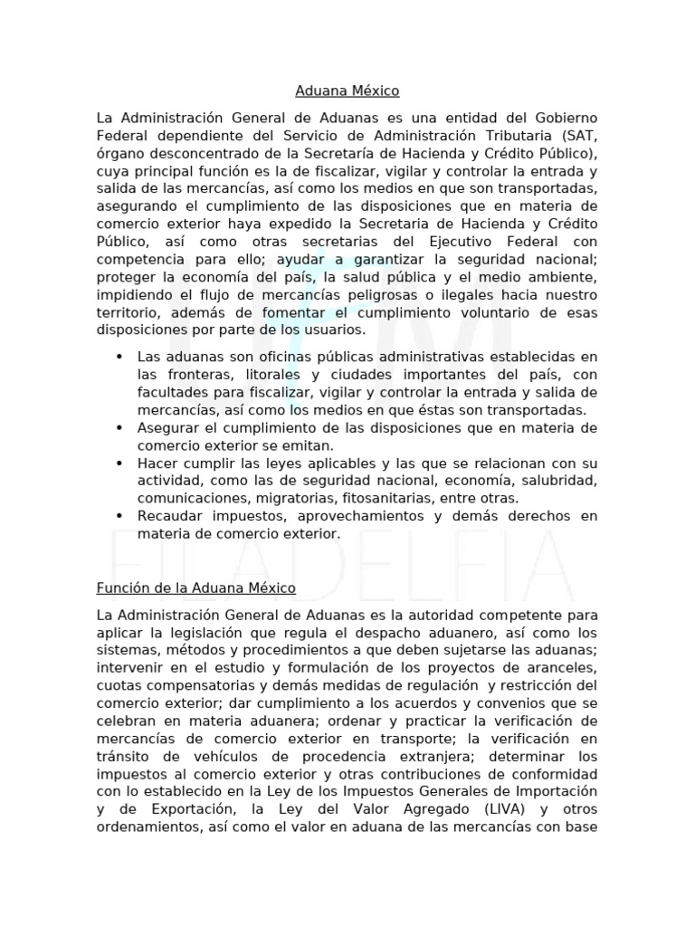 Aduana México Pdf Aduana El Comercio Internacional