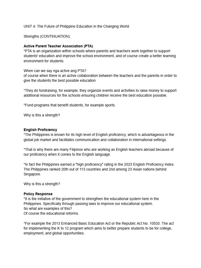 THE FUTURE OF PHILIPPINE EDUCATION PDF Philippines