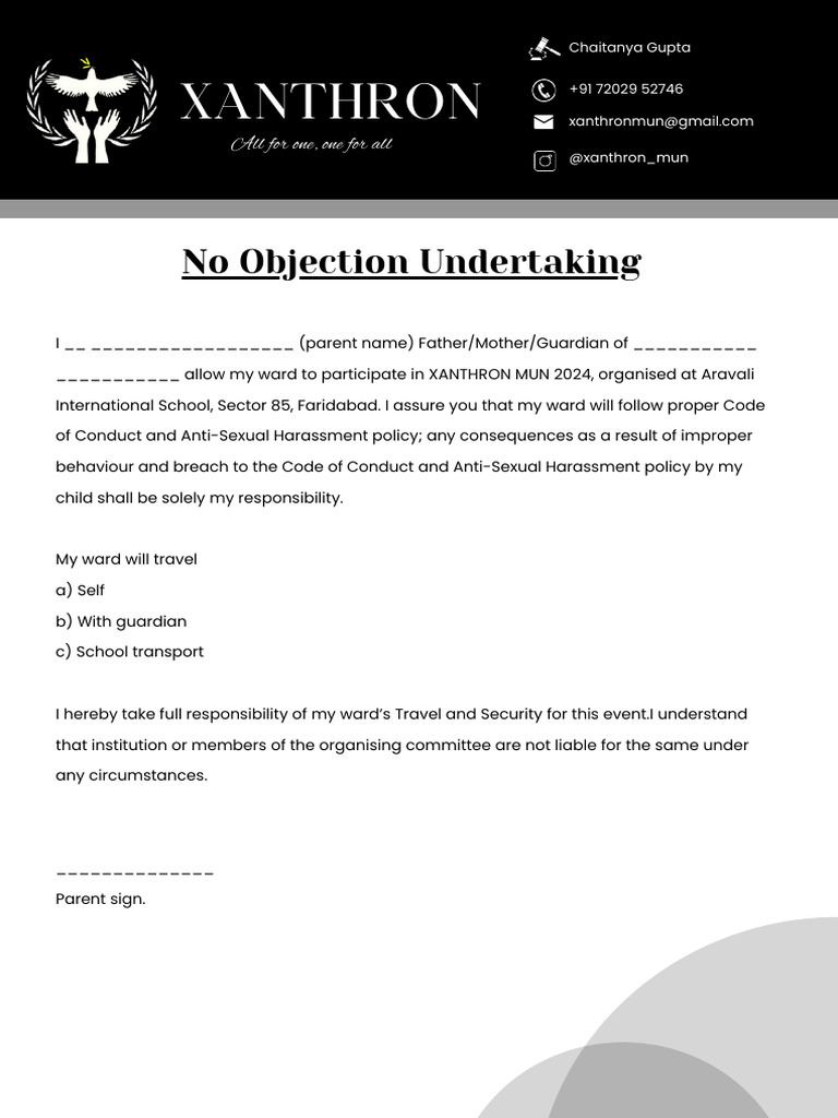 No Objection for Xanthron MUN 2024 | PDF