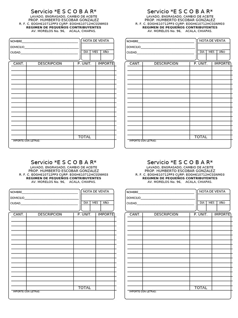 Servicio ESCOBAR | PDF