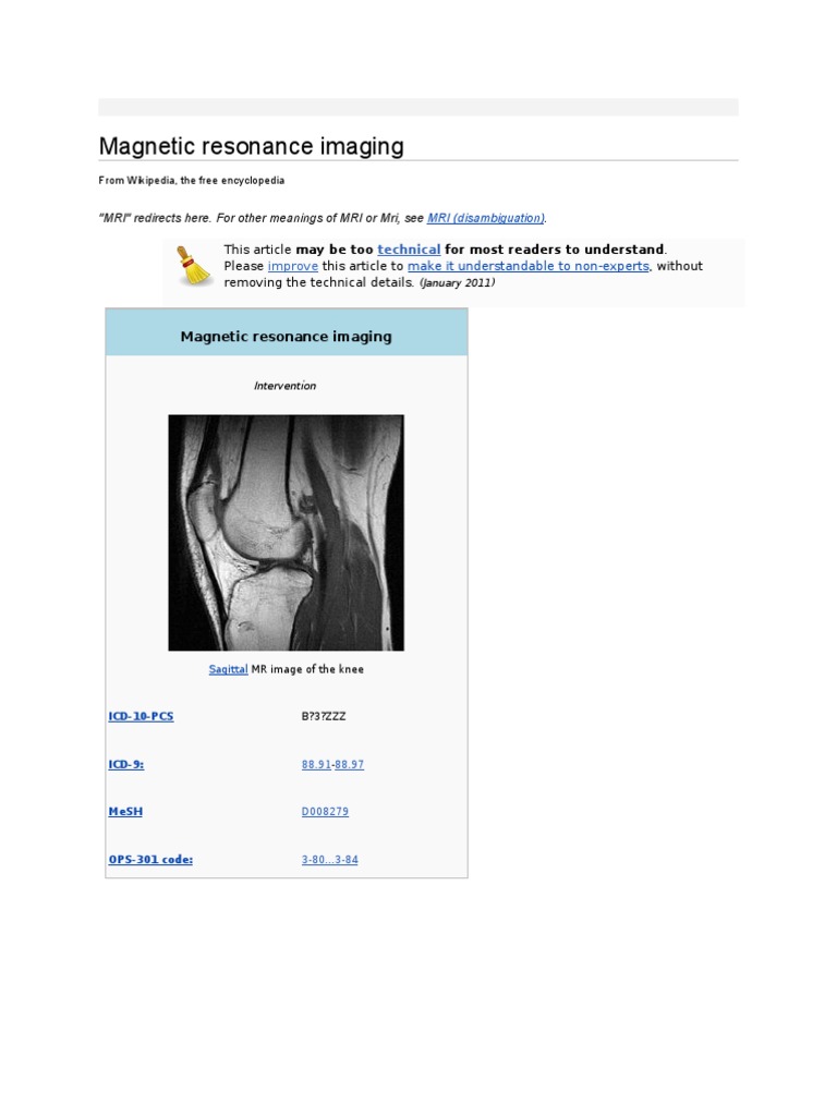 Magnetic Resonance Imaging | PDF | Magnetic Resonance Imaging | Medical ...