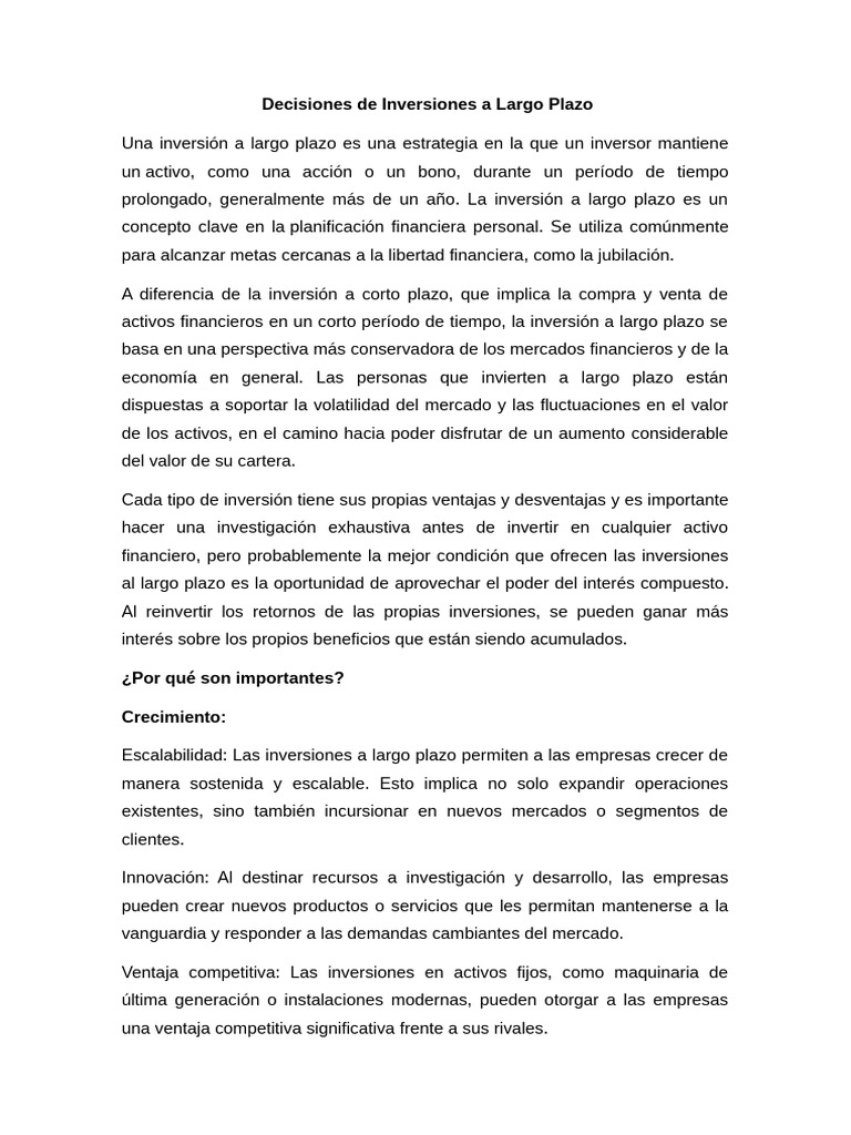 Estrategias de Inversión a Largo Plazo | PDF | Inversiones | Compartir ...