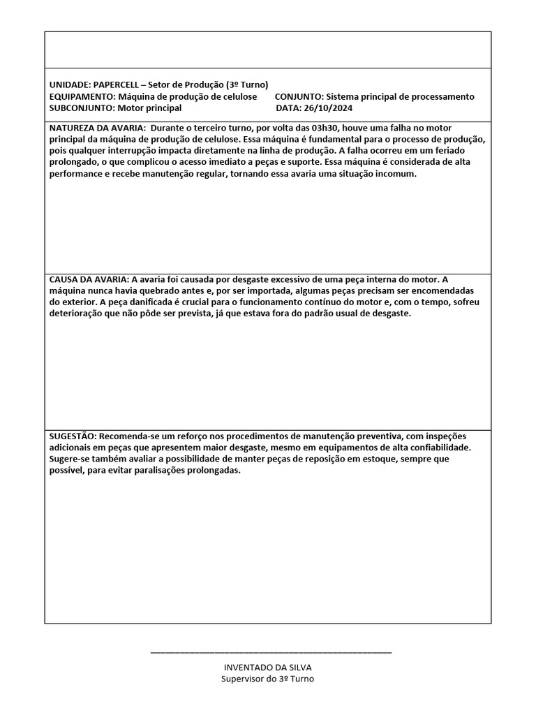 Relatório Avaria AT02 | PDF
