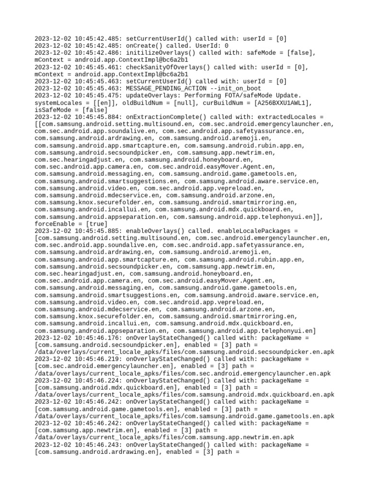 Samsung Overlay Initialization Logs | PDF | Android (Robot) | Mobile Phones
