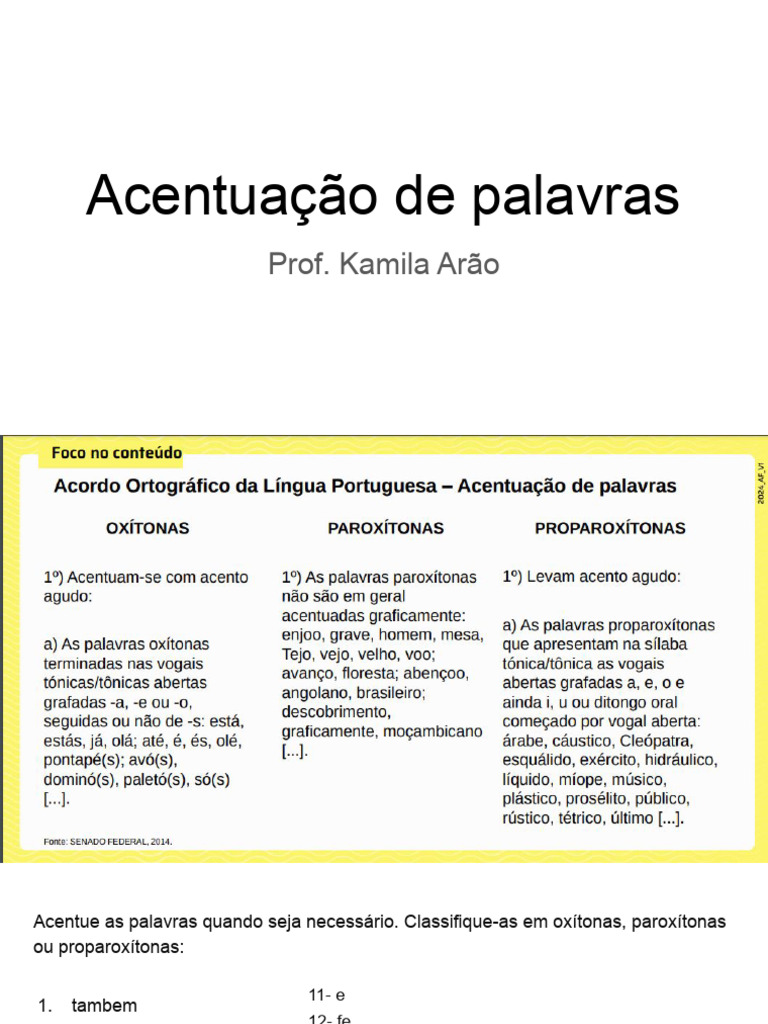 Acentuação de Palavras: Regras e Exemplos | PDF