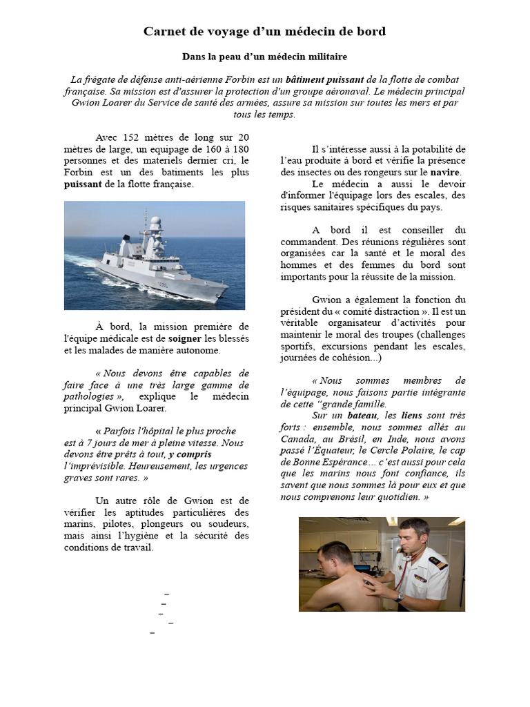 Médecin militaire à bord du Forbin | PDF