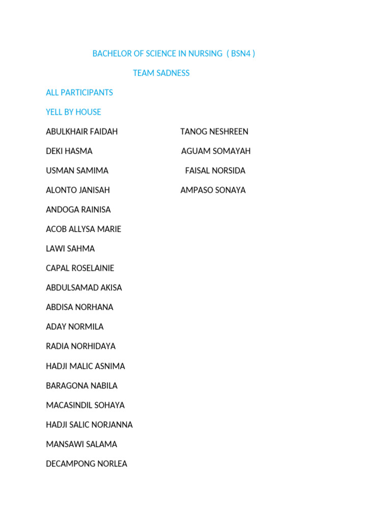 Nursing Students Event Roster | PDF