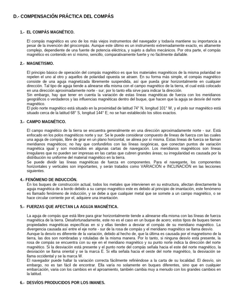 Compensación del Compás Magnético | PDF | Magnetismo | Campo magnético