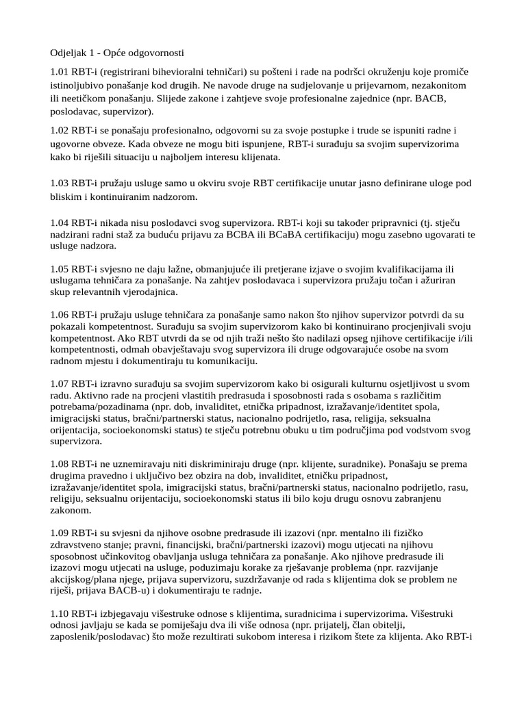 RBT Ethics Code 1 Dio | PDF