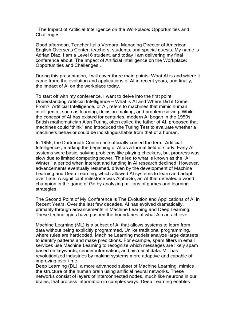 The Impact Of Artificial Intelligence On The Workplace Pdf