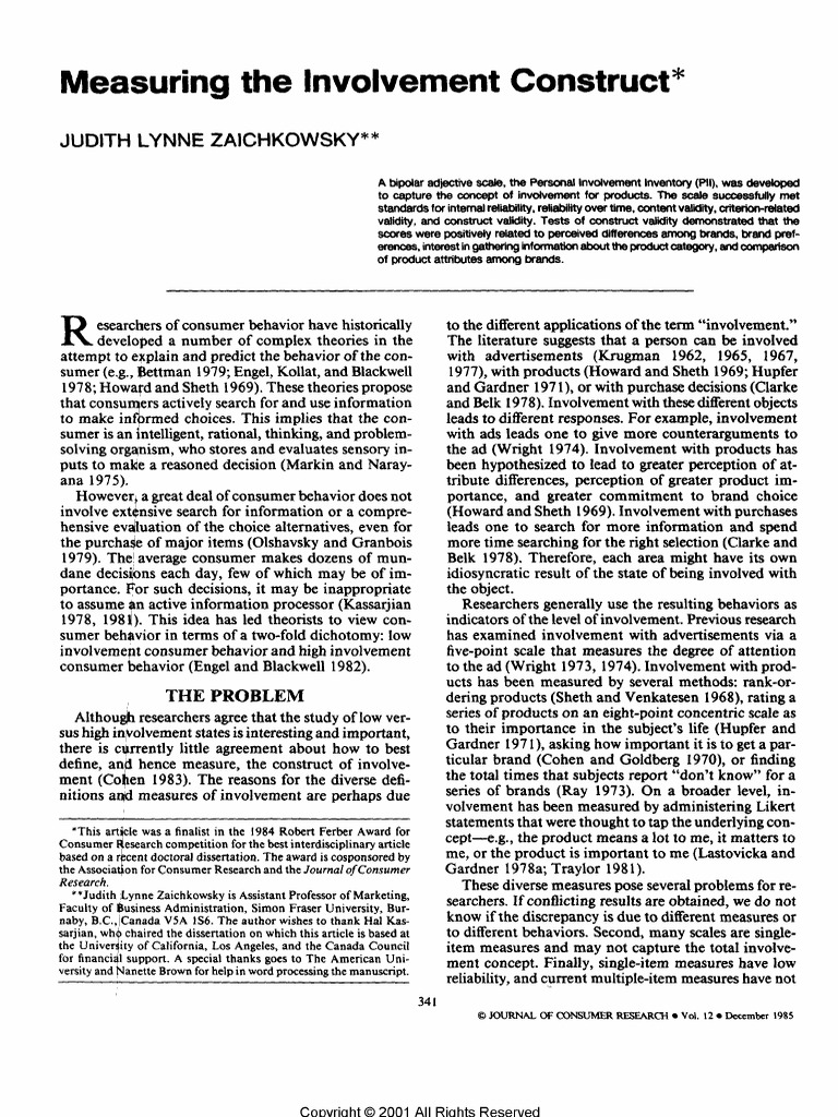 2measuring Involvment | PDF